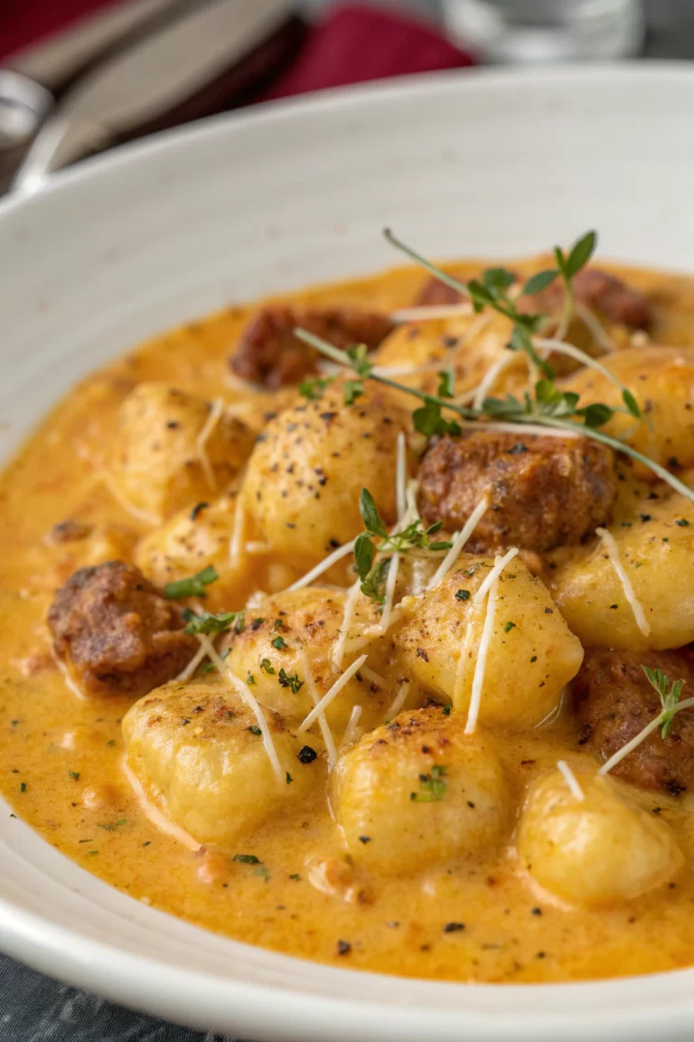 Creamy Butternut Squash Gnocchi with Sausage, Thyme and Sage