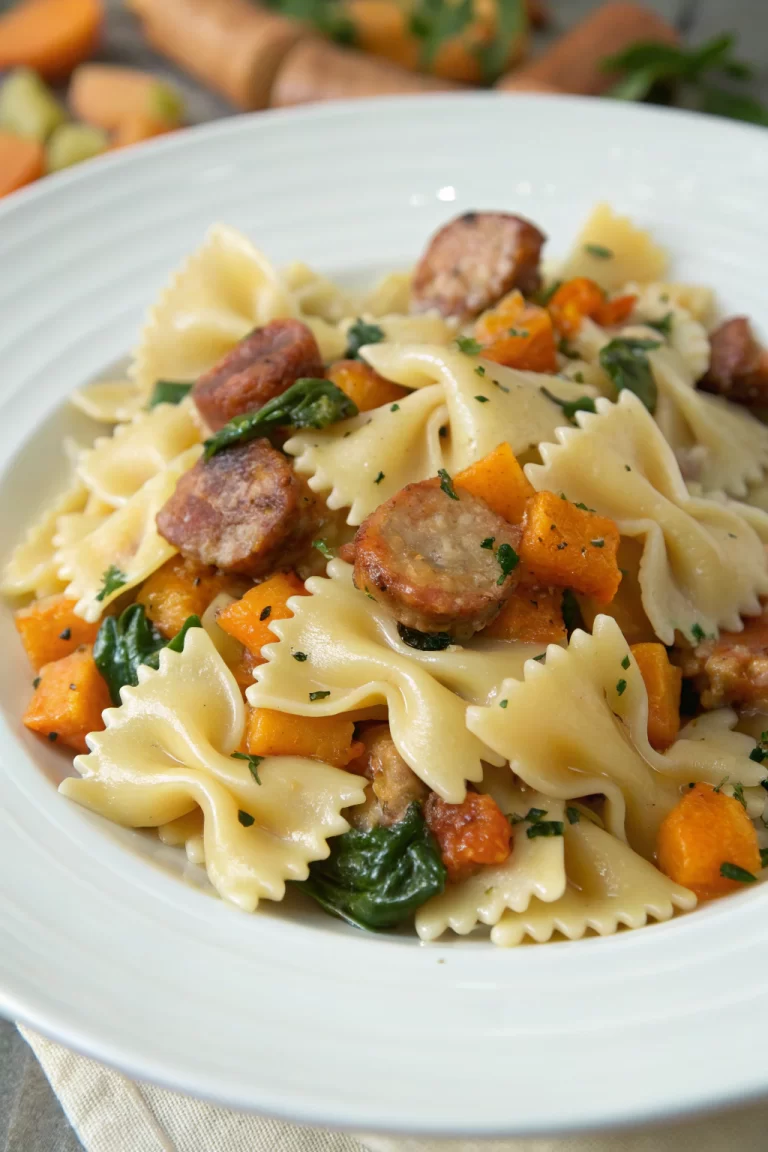Creamy Butternut Squash Pasta with Sausage and Spinach