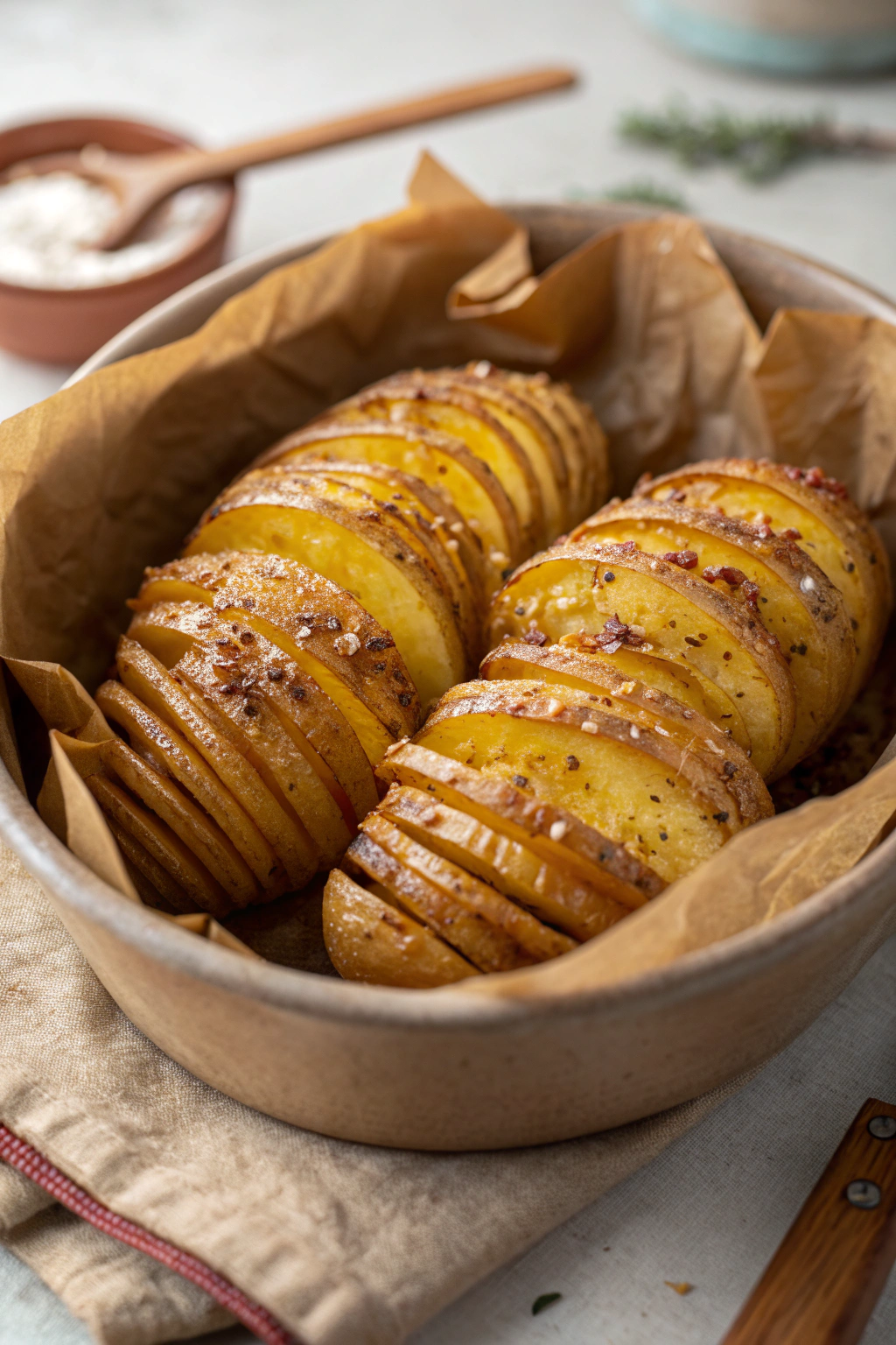 Salt & Pepper Mini Hasselback Potatoes with Cajun Dip