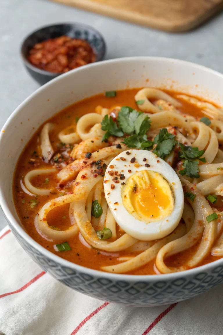 Spicy Peanut Udon Noodle Soup Recipe