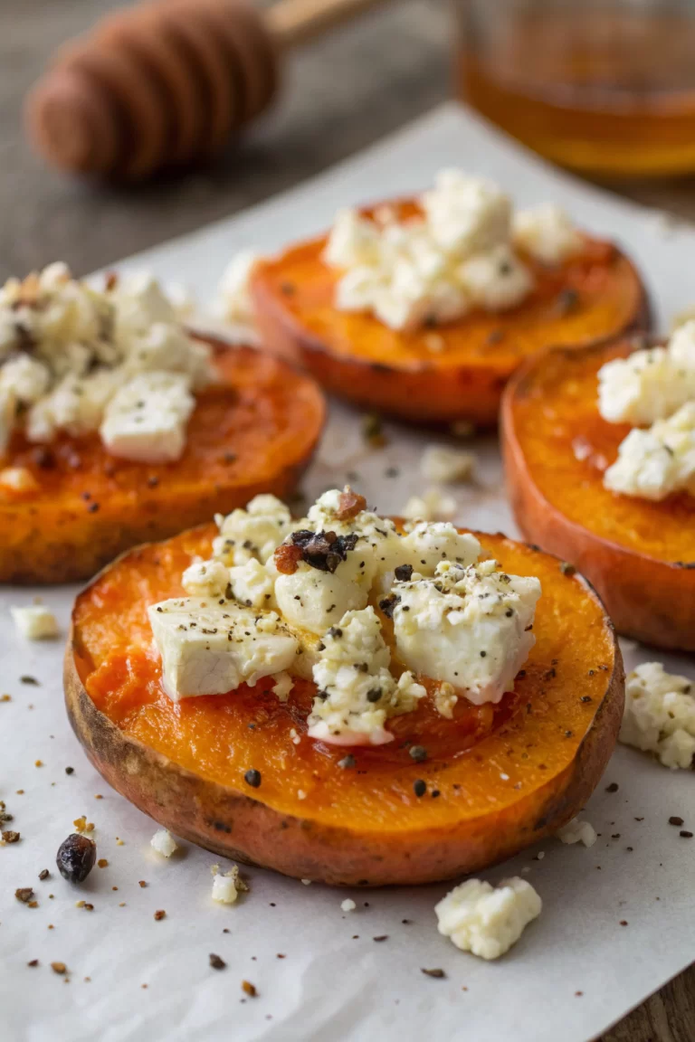 Sweet Potato Rounds with Honey & Feta Crumble